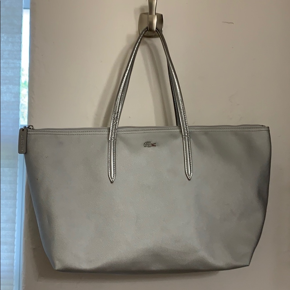 Lacoste tote bag. Leather straps
